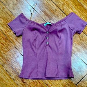 Pink ribbed short sleeve crop top